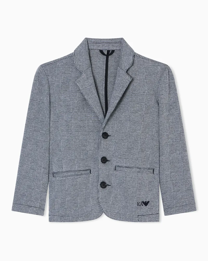 Emporio Armani Einreihiges Sakko ASV aus Jersey in Jacquard-Stoff-Verarbeitung mit Karo-Muster Grau