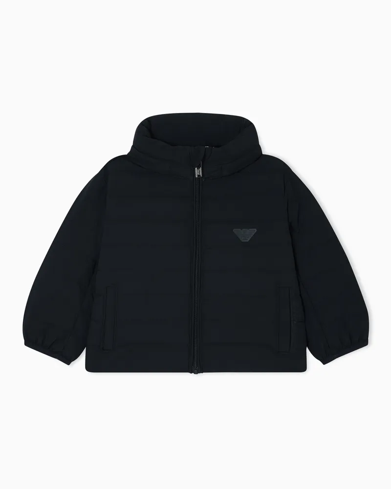 Emporio Armani Daunenjacke mit durchgehendem Reißverschluss aus Nylon, mit Logo-Patch Marineblau