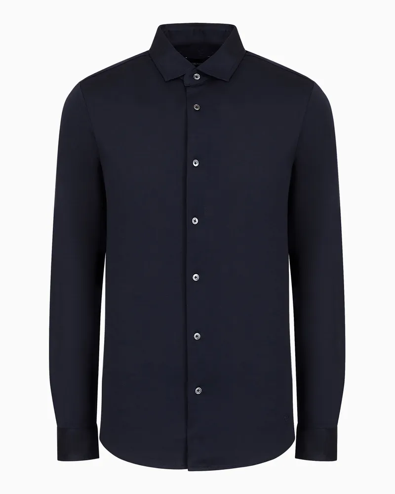 Emporio Armani ASV Hemd aus Jersey-Lyocell-Mischung Marineblau