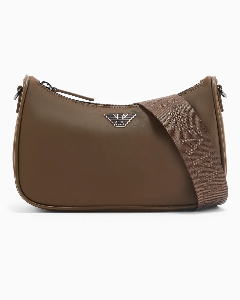 Emporio Armani ASV Schultertasche aus recyceltem Nylon Braun