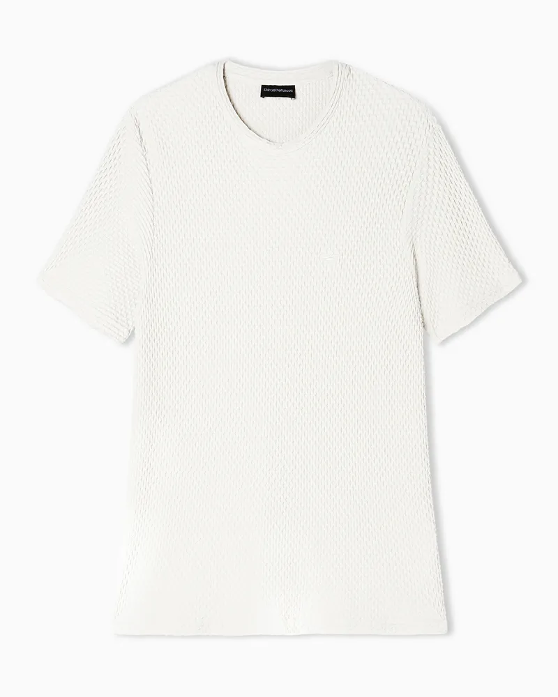 Emporio Armani Jersey T-shirt with deep neckline drape Beige
