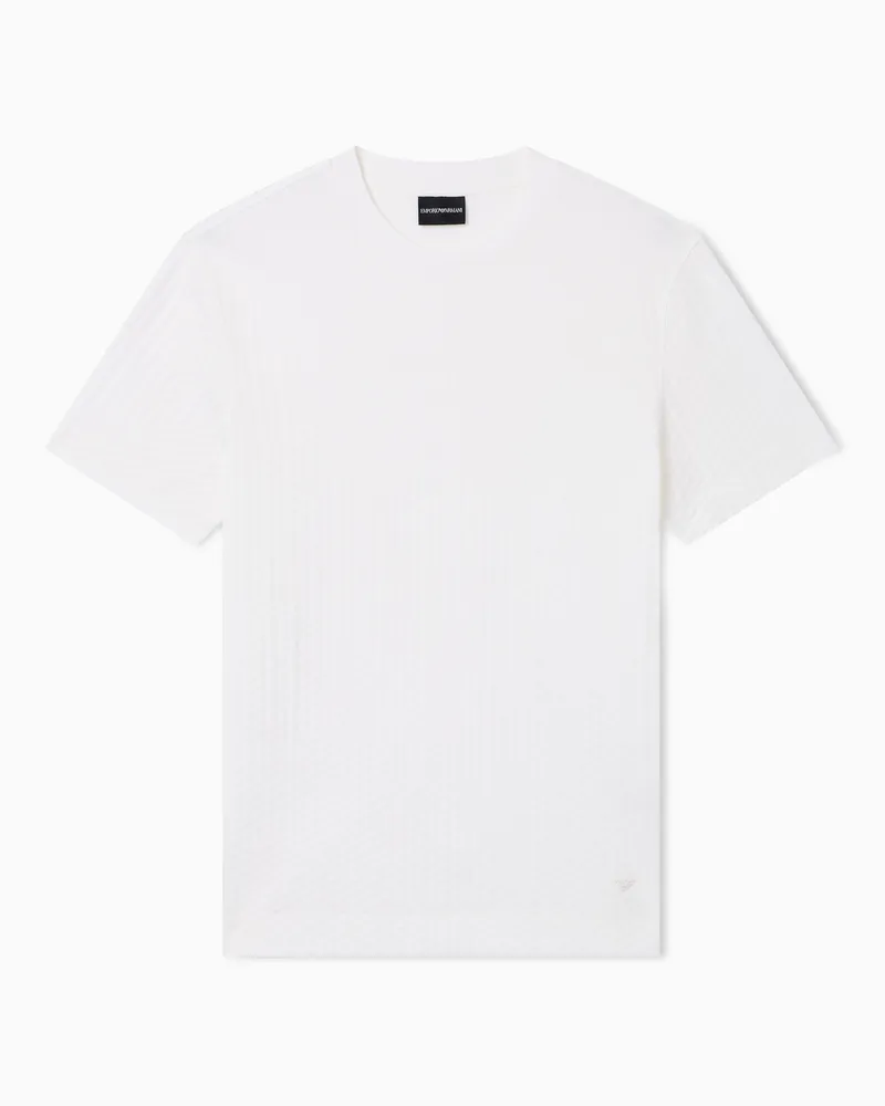 Emporio Armani ASV T-Shirt aus Jersey in Jacquard-Stoff-Verarbeitung Weiß