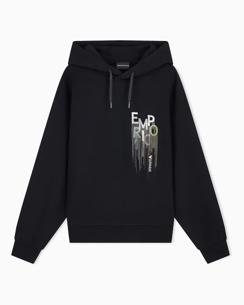 Emporio Armani Regular Fit Sweatshirt aus Baumwolljersey Schwarz