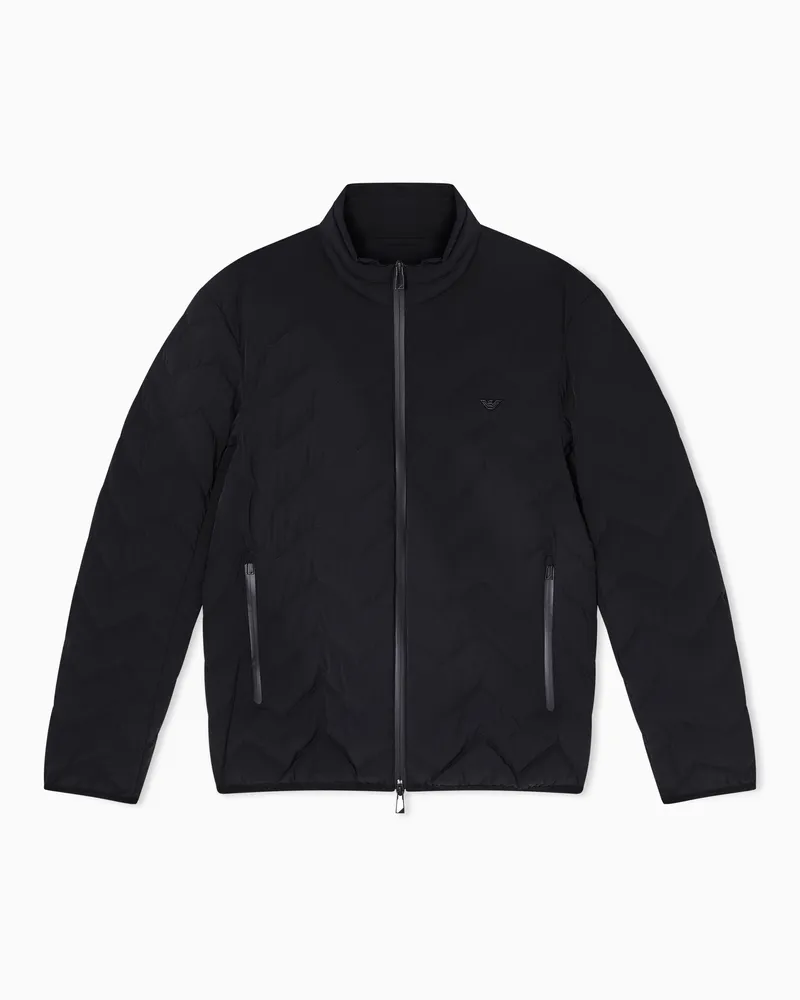 Emporio Armani Water repellent chevron quilted down jacket in nylon spandex Schwarz