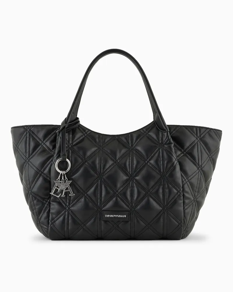 Emporio Armani Shopper in gesteppter Nappaleder-Optik Schwarz
