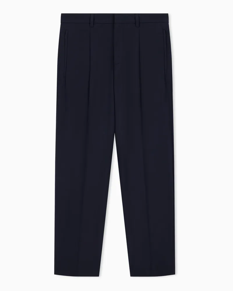 Emporio Armani Regular Fit Stoffhose Essential aus Twill mit Bügelfalte Marineblau