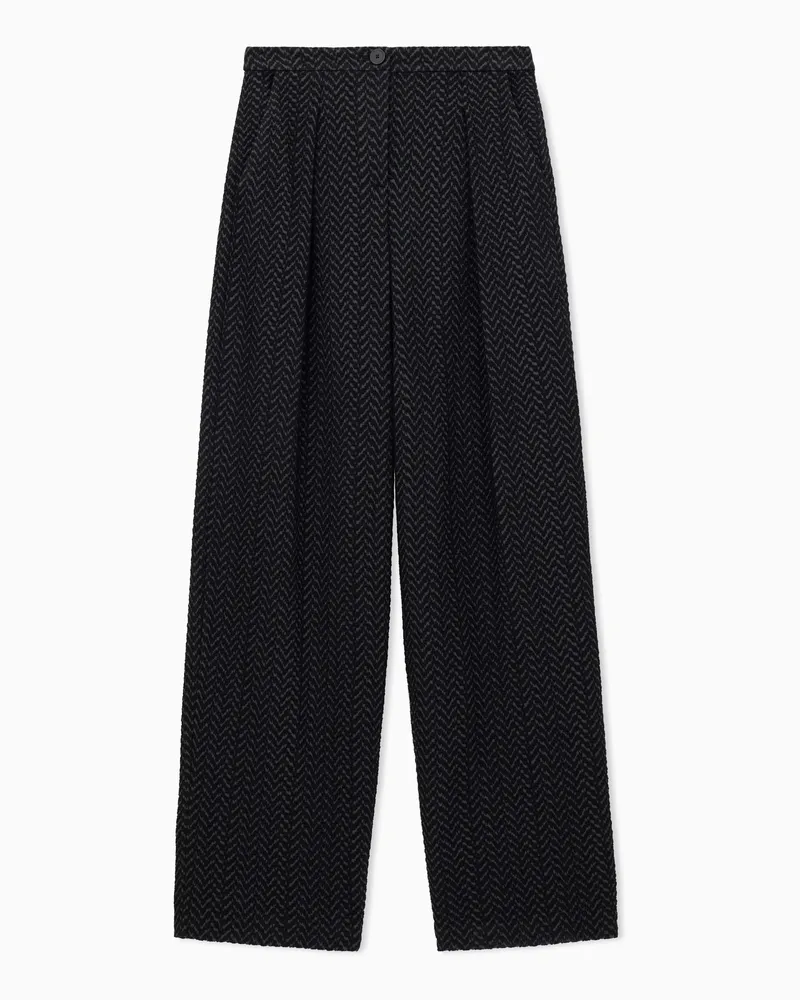 Emporio Armani Jerseyhose mit weitem Bein und Chevron-Muster Schwarz