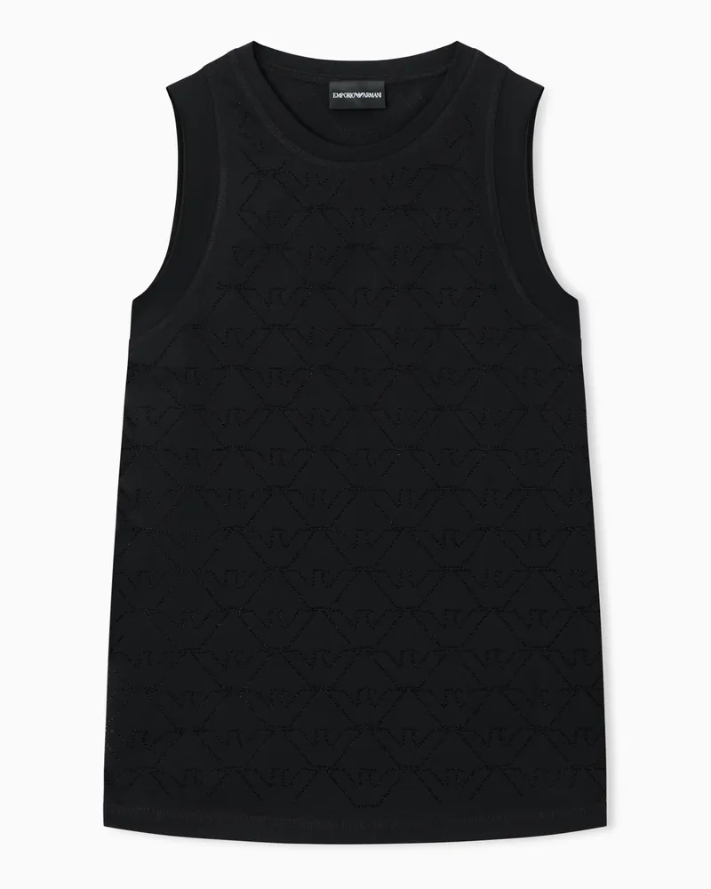 Emporio Armani Mercerized cotton jersey top Schwarz