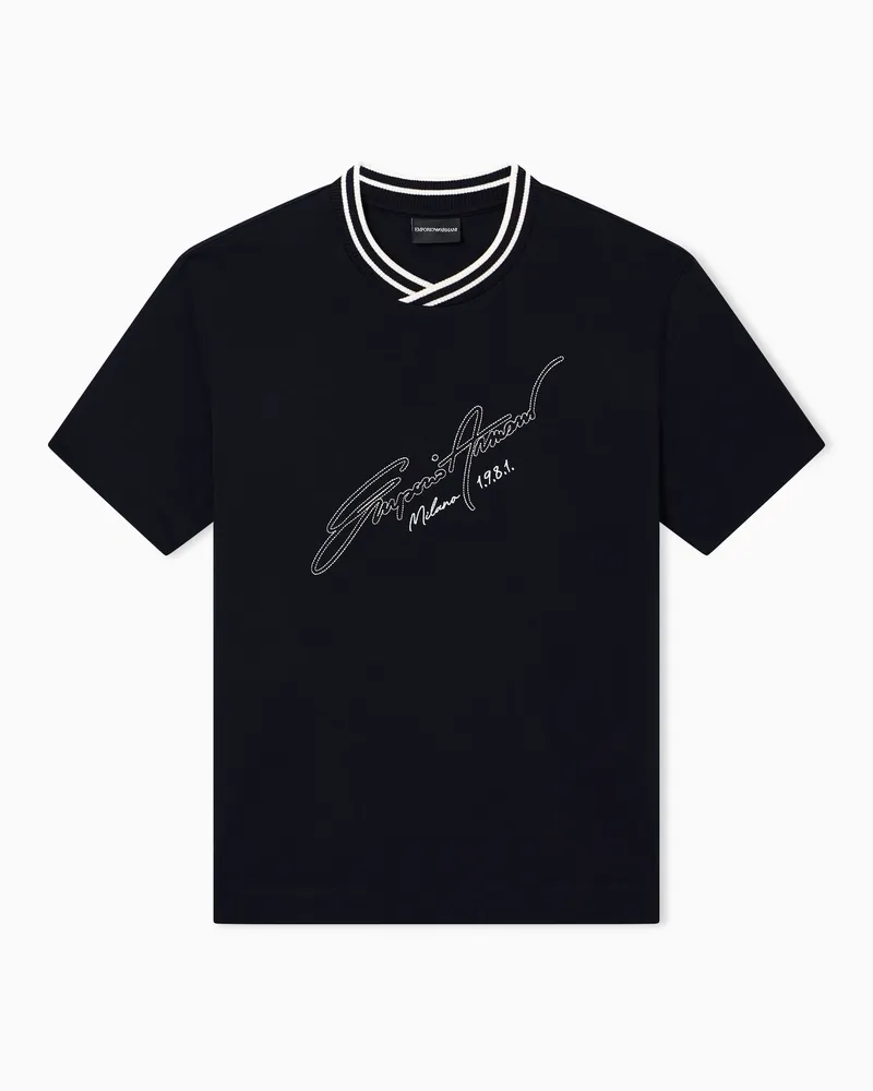 Emporio Armani Heavy single jersey T-shirt Marineblau