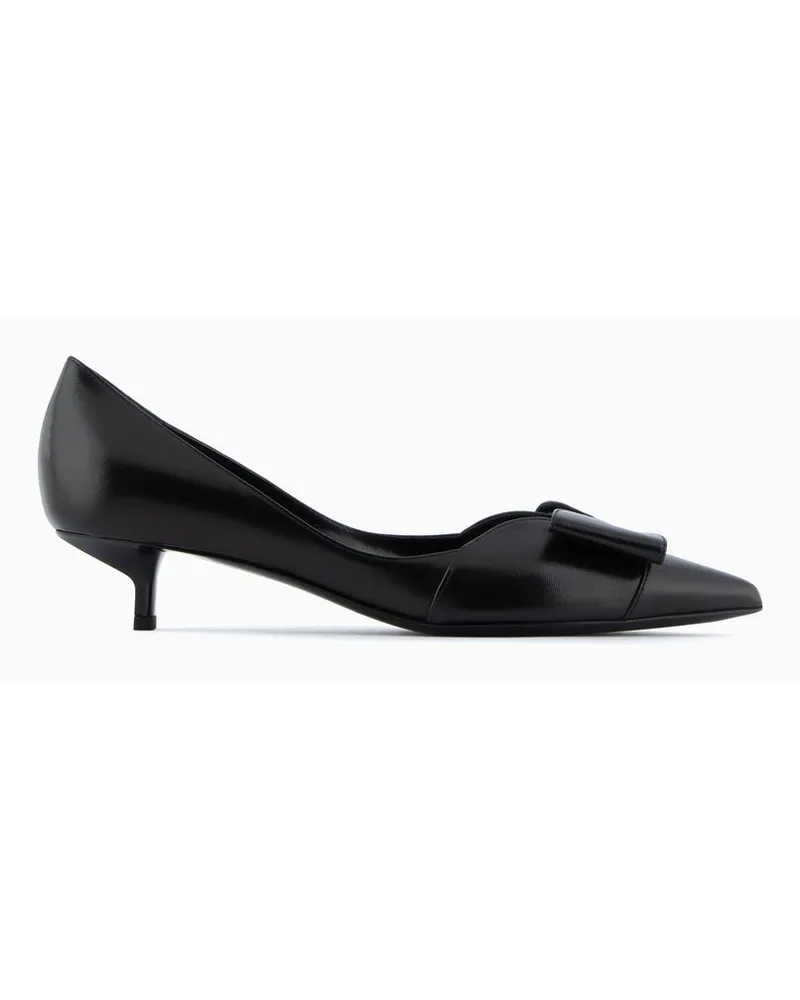 Emporio Armani Pumps aus Nappa mit Kitten Heels und Schleifendetail Schwarz