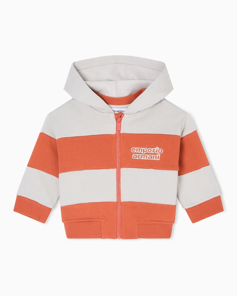 Emporio Armani ASV Sweatshirt mit Reißverschluss, gefertigt aus Jersey mit Streifen-Muster Orange