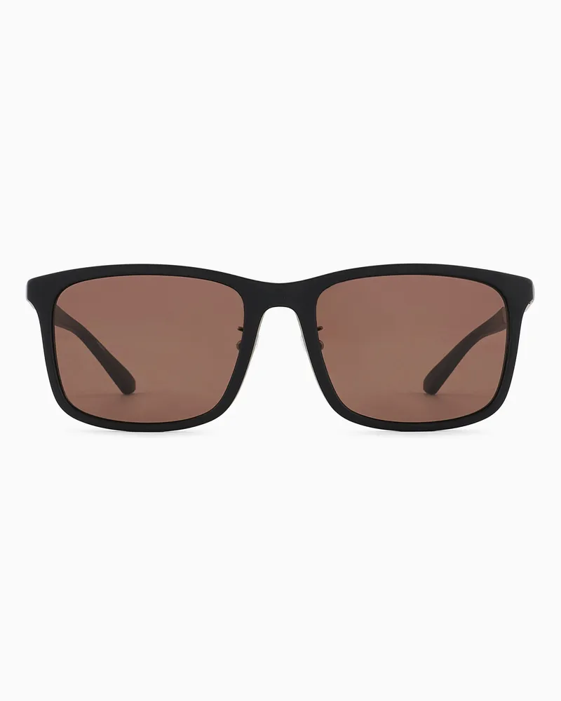 Emporio Armani Eckige Sonnenbrille in Asian Fit für Herren Schwarz