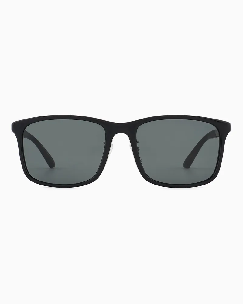 Emporio Armani Eckige Sonnenbrille in Asian Fit für Herren Schwarz