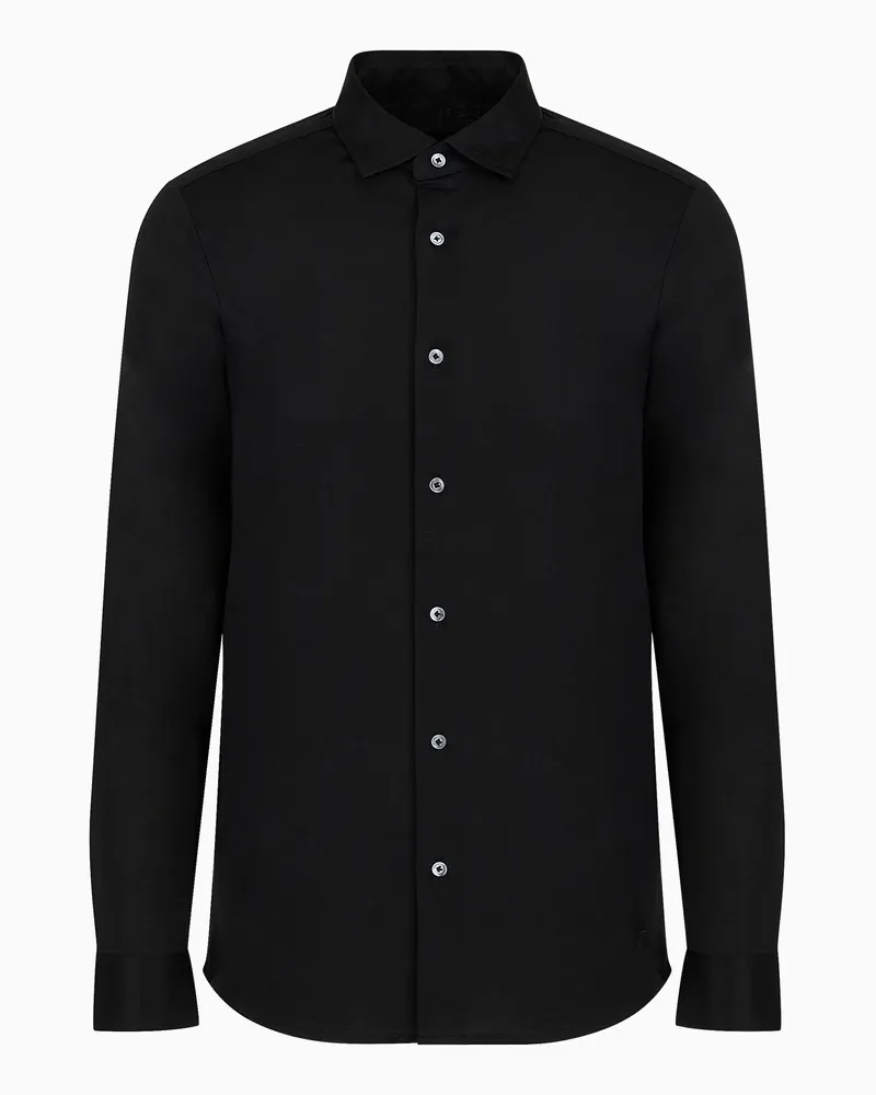 Emporio Armani ASV Hemd aus Jersey-Lyocell-Mischung Schwarz