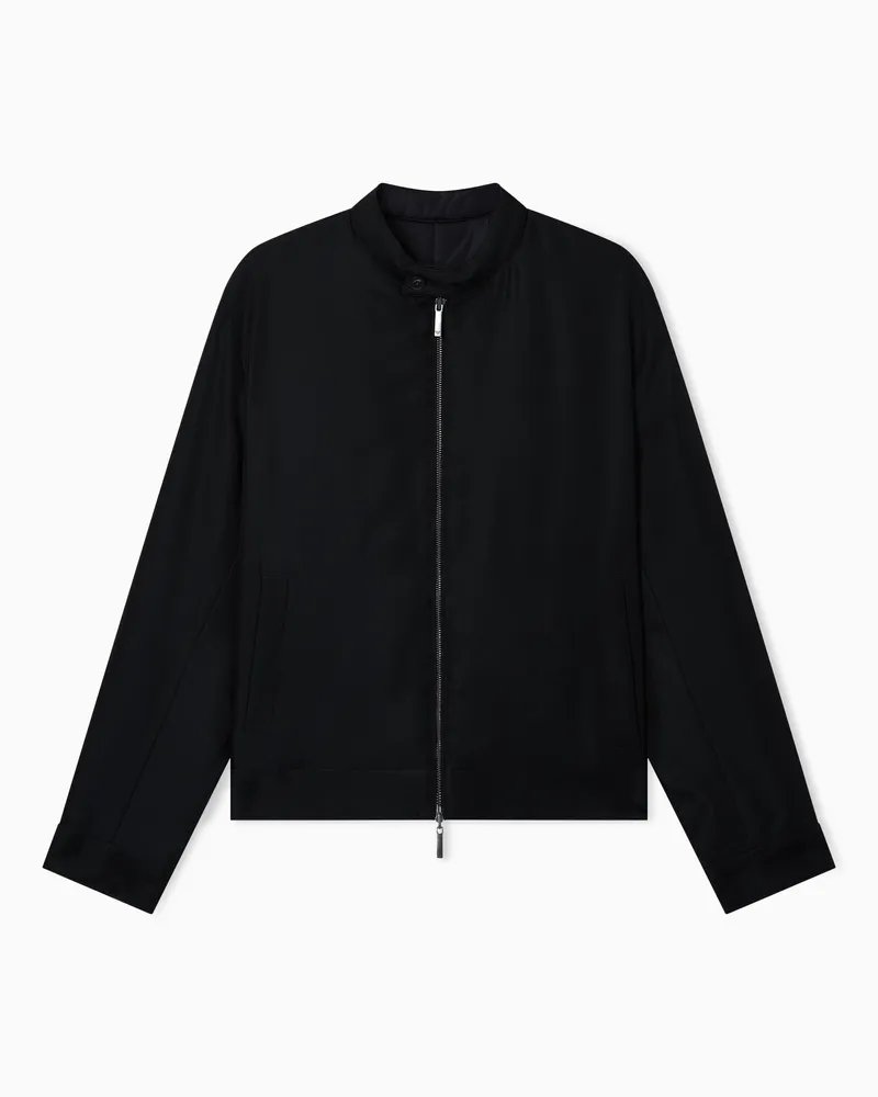 Emporio Armani Wendbare Reißverschluss-Jacke aus Melange-Stoff Schwarz
