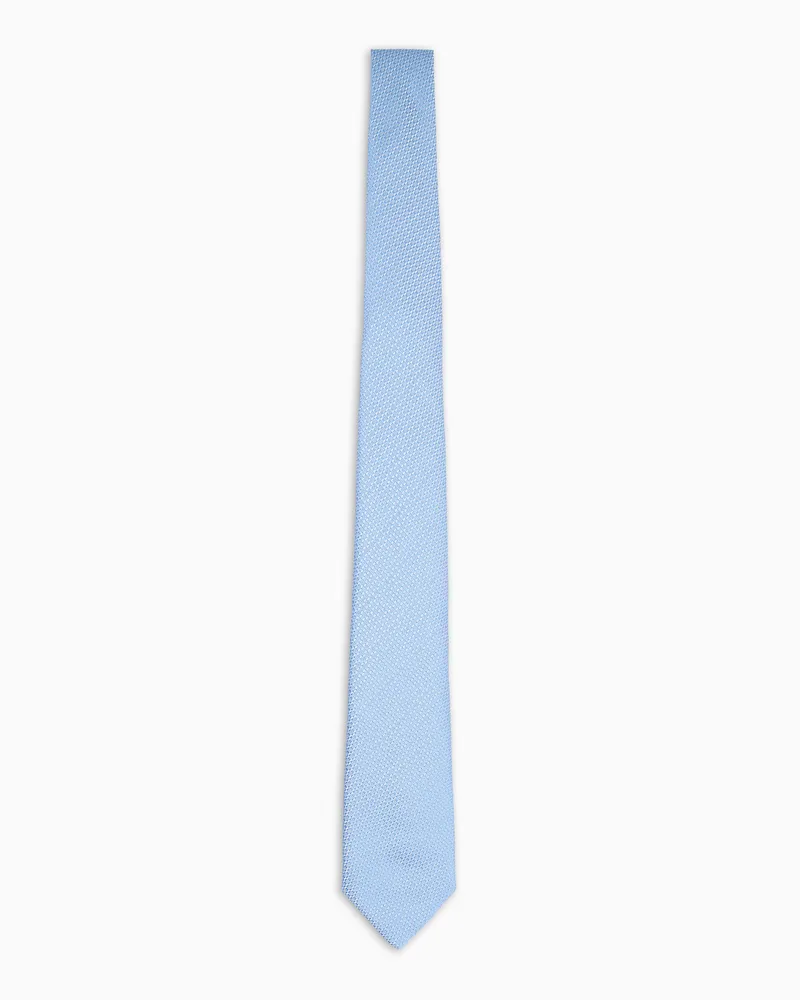 Emporio Armani Krawatte aus reiner Seide mit Mikrostruktur Hellblau