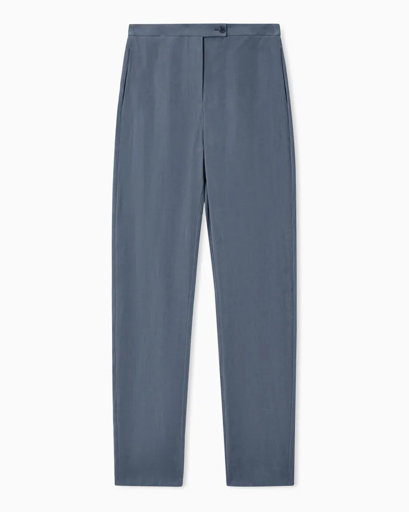 Emporio Armani Hose aus gewaschenem Modal-Twill Blau
