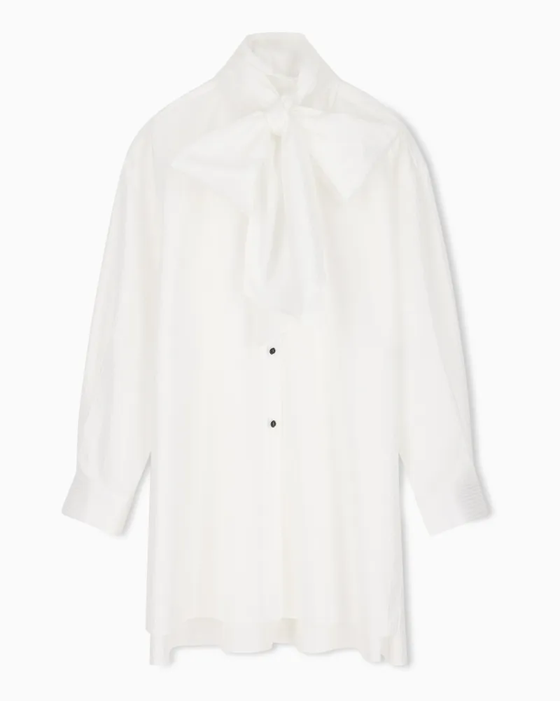 Emporio Armani Maxi-Hemd mit Streifen und Schleife Weiß