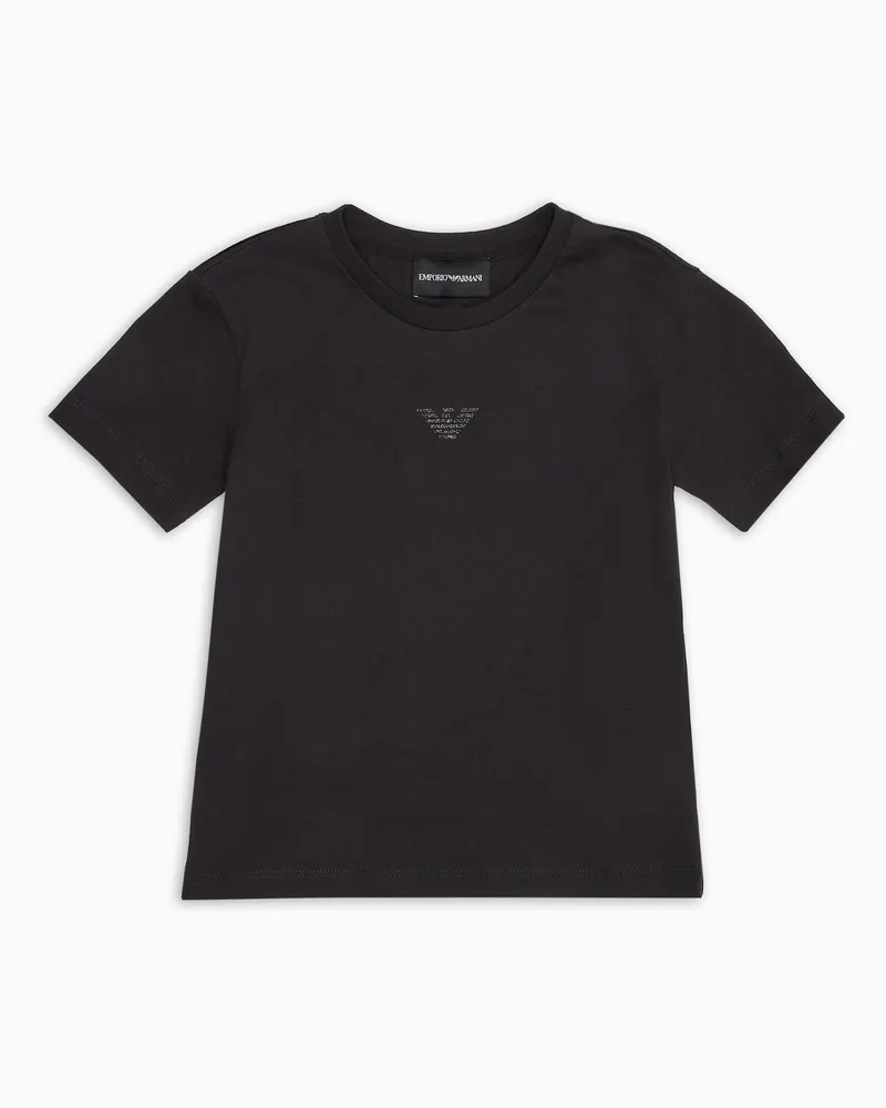 Emporio Armani T-Shirt aus Jersey mit Glitzer-Adler Marineblau