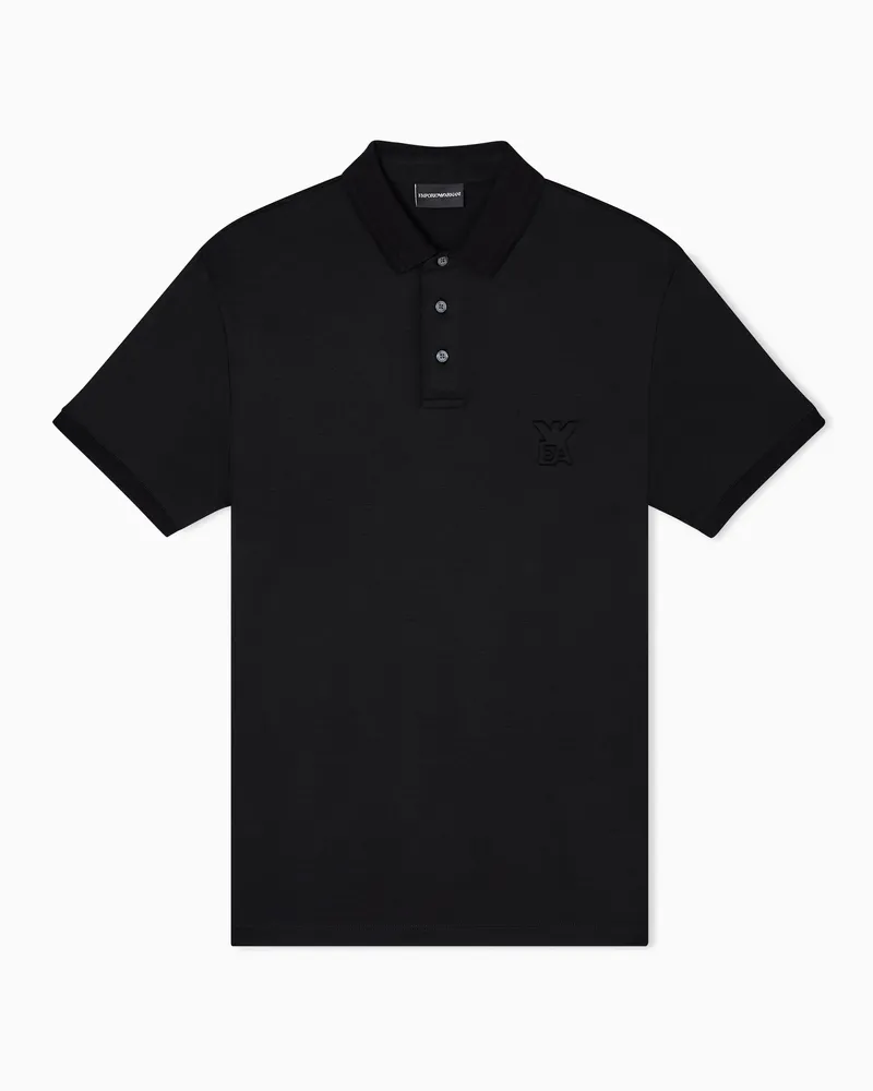 Emporio Armani ASV Poloshirt mit gewölbtem Logo, gefertigt aus einer Jersey-Lyocell-Mischung Grau