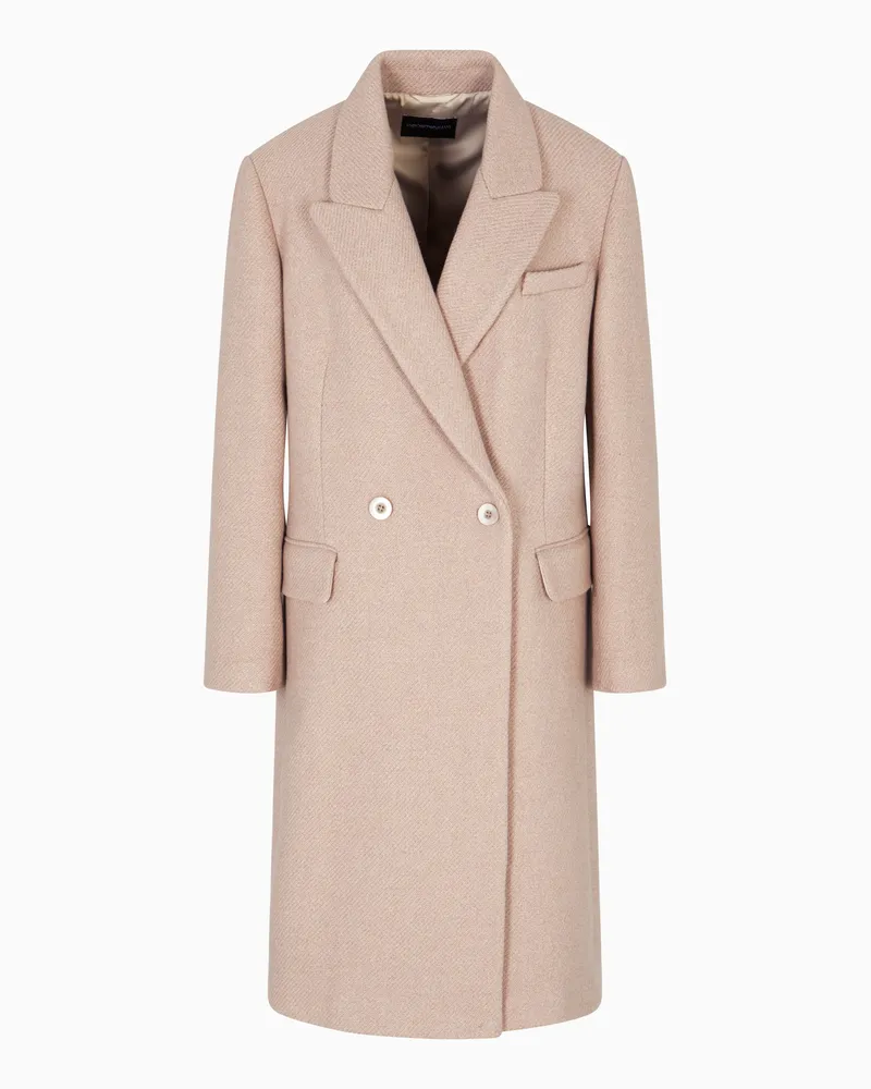 Emporio Armani Zweireihiger Mantel aus Wollmischung Beige