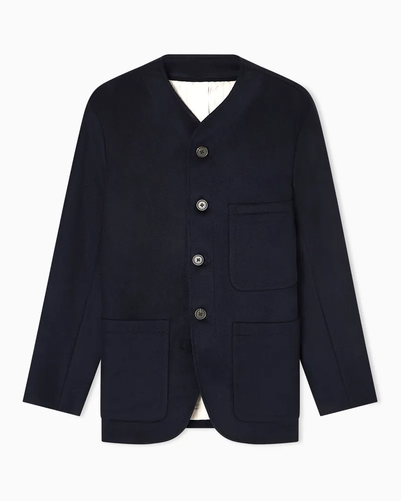 Emporio Armani Kompakte Jacke aus Schurwolle Marineblau