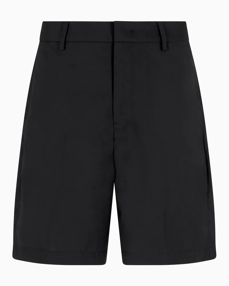 Emporio Armani Bermudashorts aus superleichtem Wollfresko Schwarz