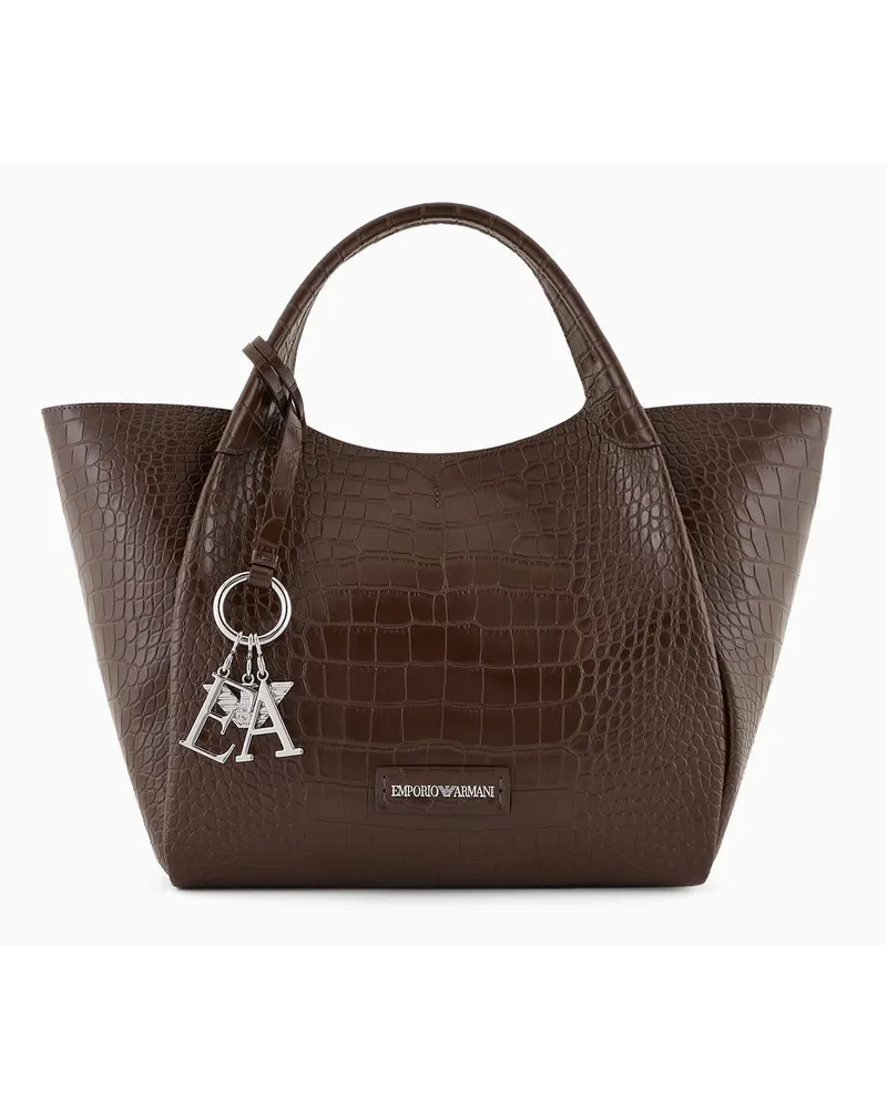 Emporio Armani Shopper mit Kroko-print-finish und Logo-anhänger Lederfarben