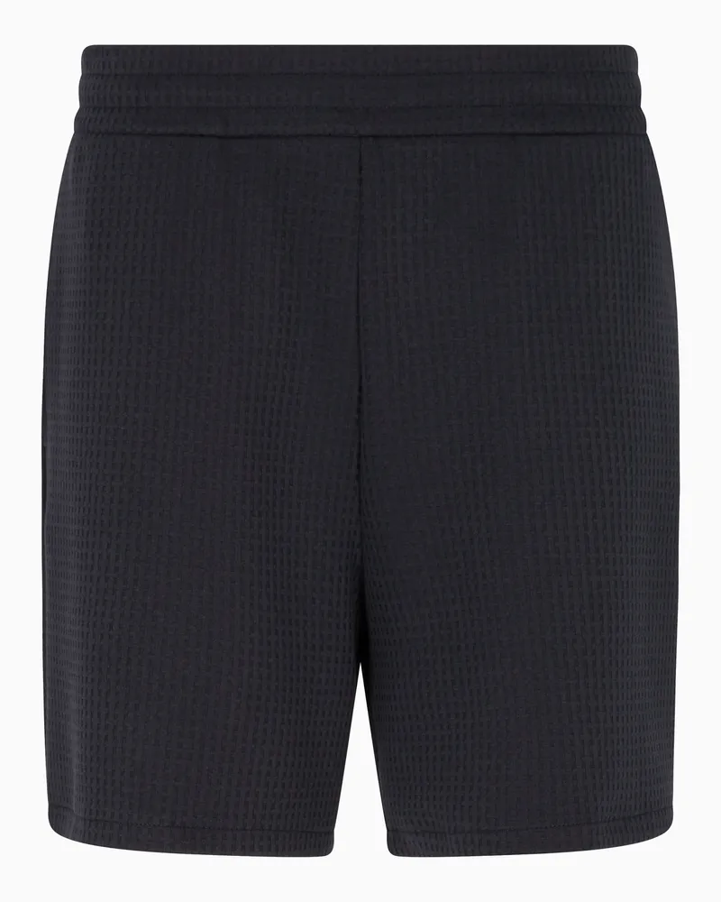 Emporio Armani ASV Jersey-Bermudashorts aus einer Lyocell-Mischung in Jacquard-Stoff-Verarbeitung Marineblau