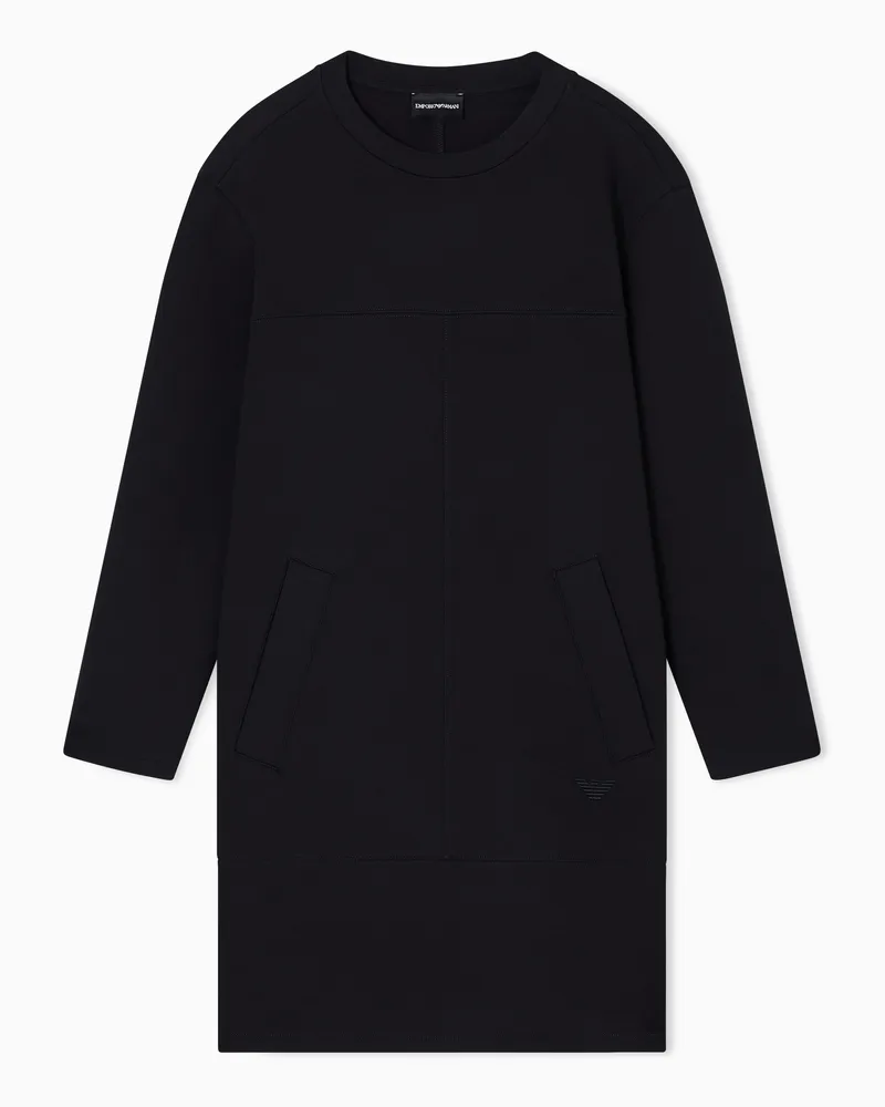 Emporio Armani Kleid mit Rundhalsausschnitt aus doppellagigem Jersey Schwarz