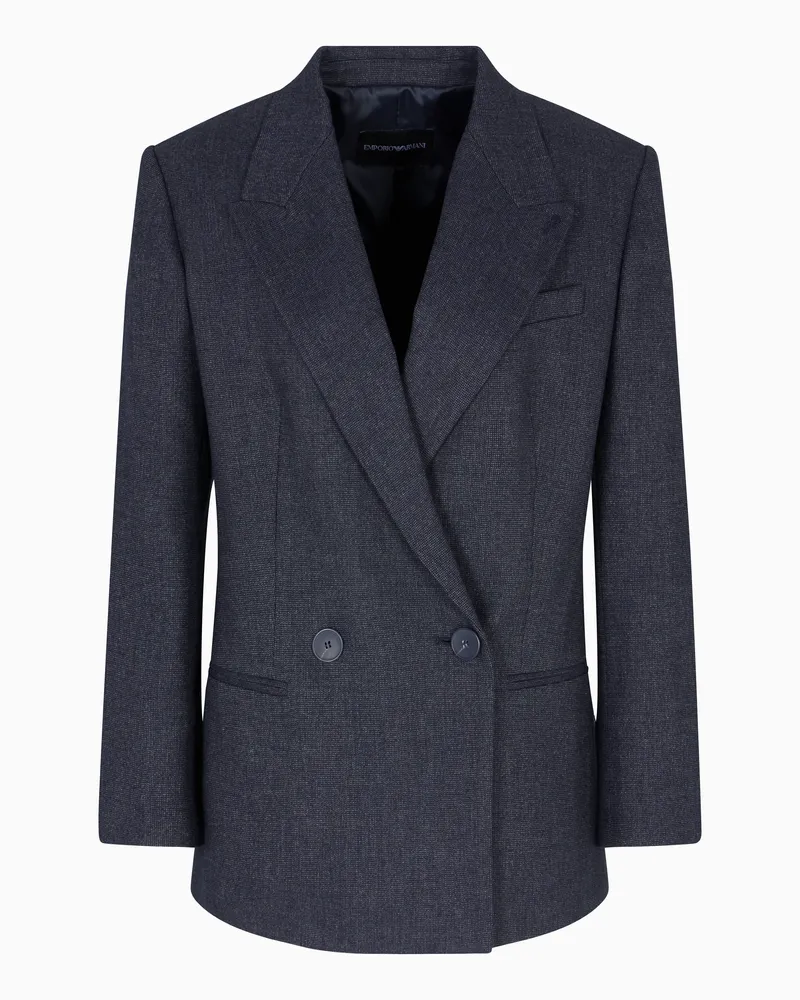 Emporio Armani Doppelreihiger Blazer aus einer Woll-Mouliné-Mischung Grau