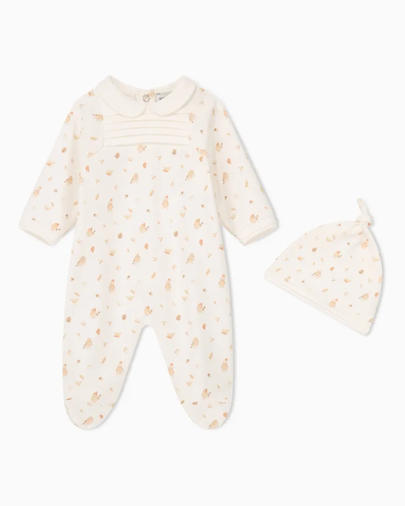Emporio Armani Strampler-Set Ready to Wear aus Baumwolljersey mit Mütze Weiß