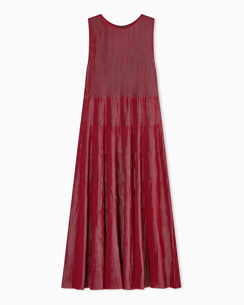 Emporio Armani Ärmelloses Kleid in Glatt- und Linksstrick-Verarbeitung mit Vanisé-Effekt Rot