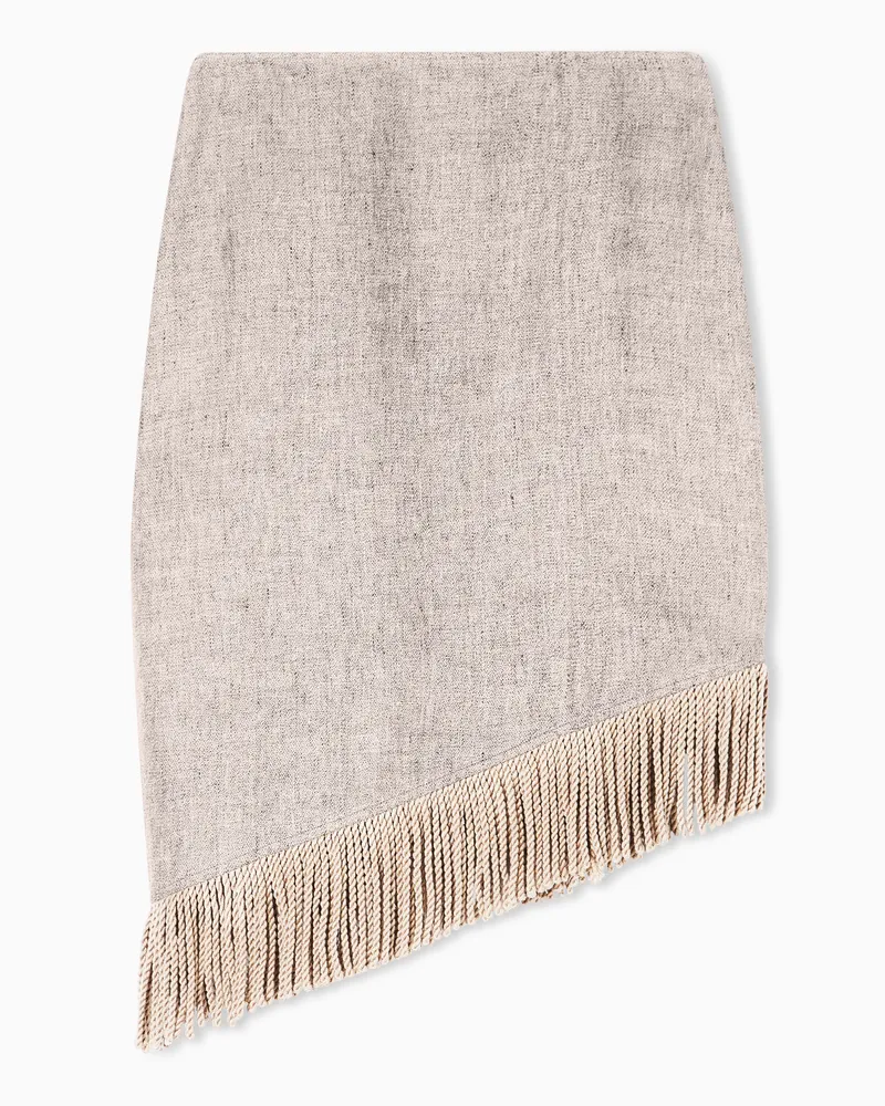 Emporio Armani Midi-Rock aus schwerem Leinen-Canvas Beige