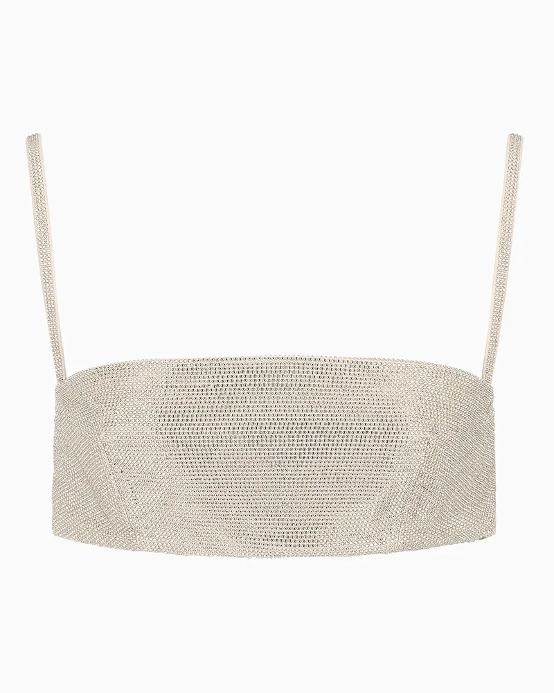 Emporio Armani Bandeau-Top mit Trägern, die Strasssteinen besetzt sind Beige