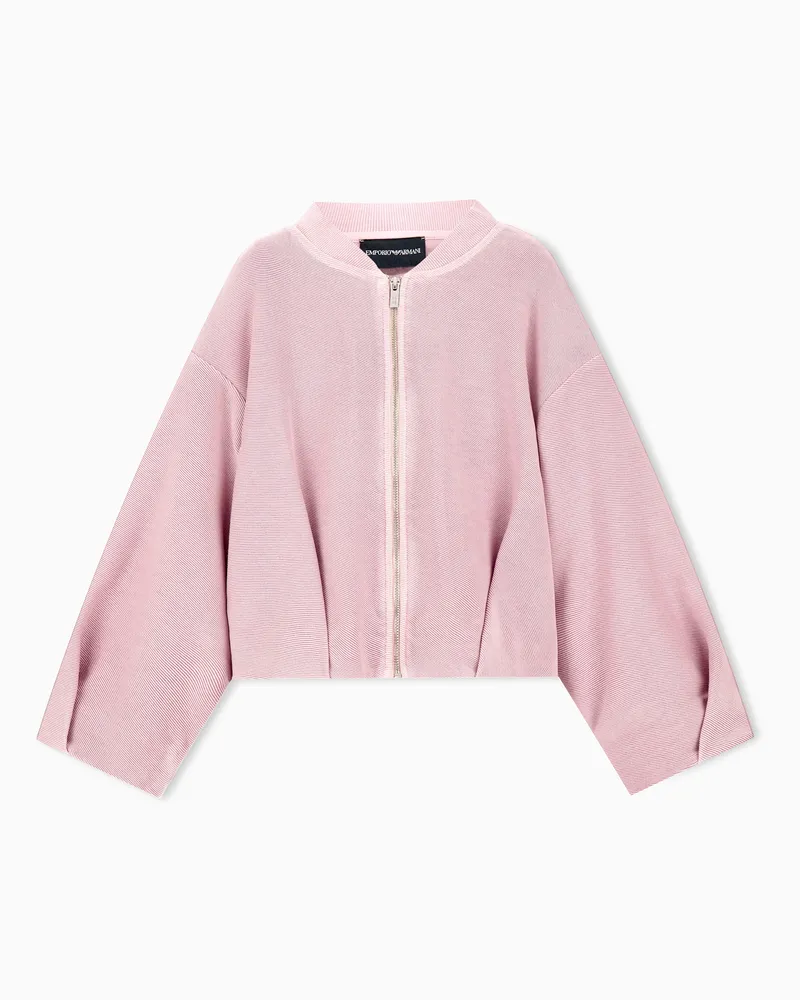 Emporio Armani Oversize-Sweatshirt aus Baumwolljersey mit Reißverschluss Pink