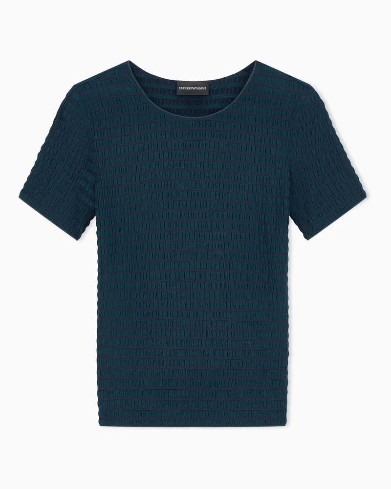 Emporio Armani Jumper Slim Fit aus gestreiftem Viskosejersey Grün