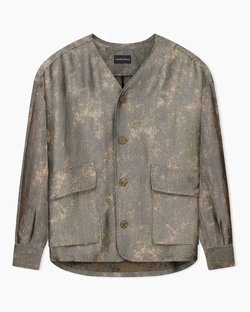 Emporio Armani Shirt jacket in fluid jacquard fabric Schwarz