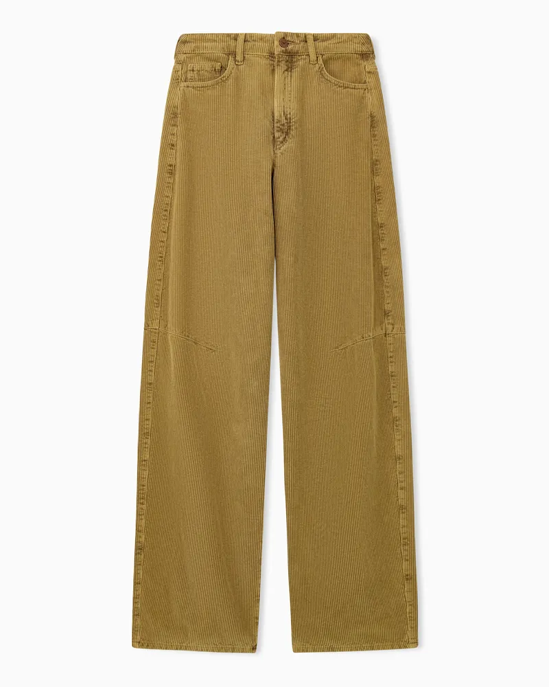 Emporio Armani 5-Pocket-Hose Capsule Boteh aus Cord mit weitem Bein Beige