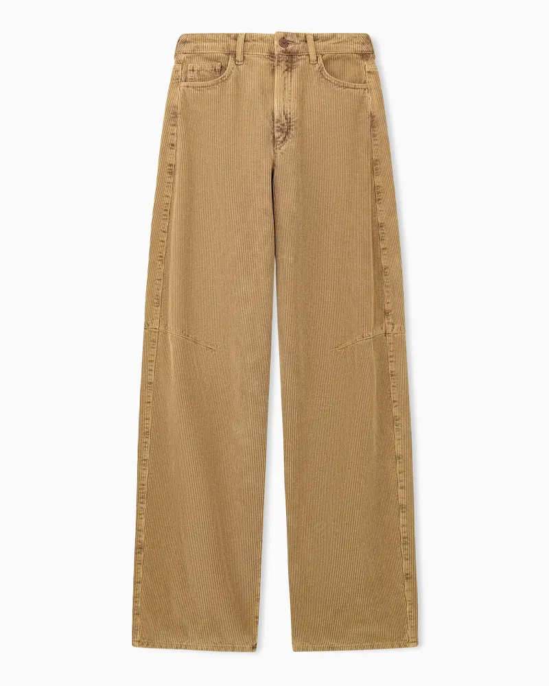 Emporio Armani 5-Pocket-Hose Capsule Boteh aus Cord mit weitem Bein Beige