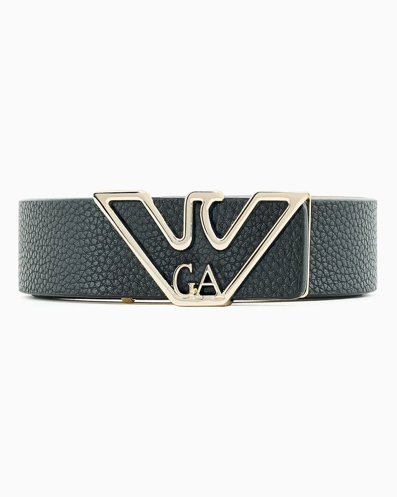 Emporio Armani Gürtel mit Adler-Plakette mit Hirsch-Print Schwarz