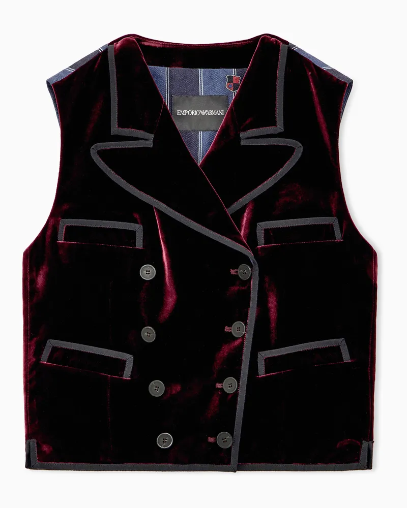 Emporio Armani Blazer Regular Fit mit Reverskragen aus Samt Burgunderrot