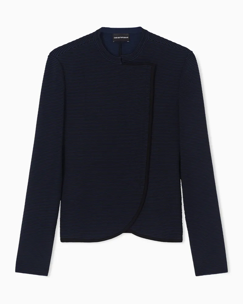 Emporio Armani ASV Jacke aus Ottoman-Stoff mit versetztem Verschluss Schwarz