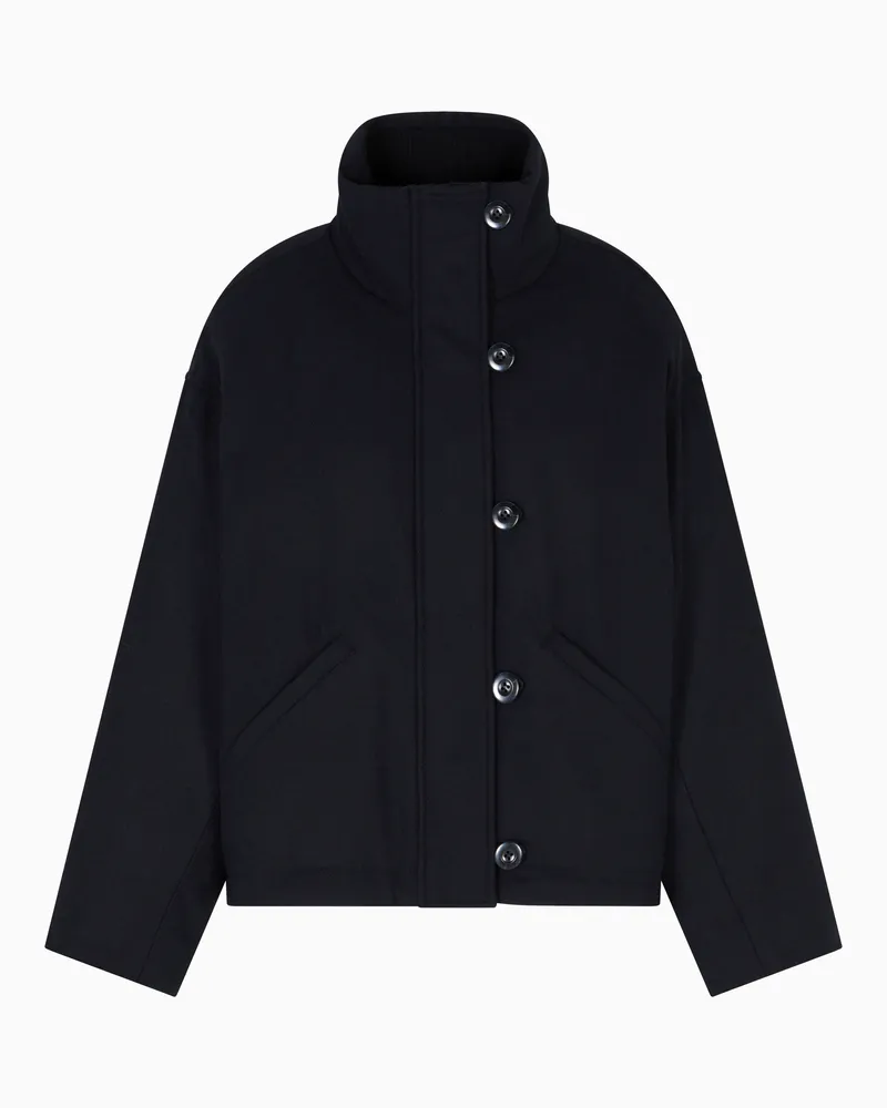 Emporio Armani Wattierter Blouson aus der Winter Urbanism-Sonderkollektion, gefertigt aus einem Stoff aus Schurwoll-Mischung Marineblau