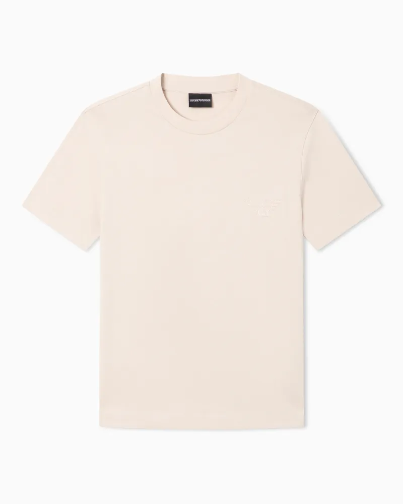 Emporio Armani Slim Fit T-Shirt aus schwerem Jersey mit gewölbtem Adler Beige