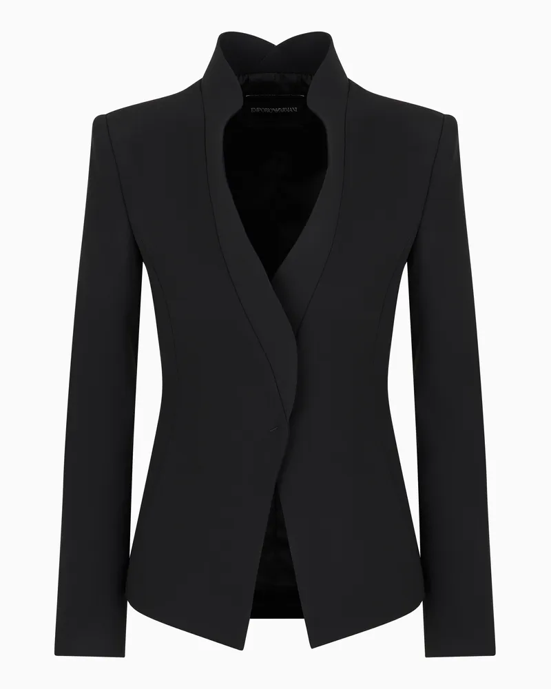 Emporio Armani Jacke aus Crêpe-Cady mit geformten Profilen in Rüschen-Optik Schwarz