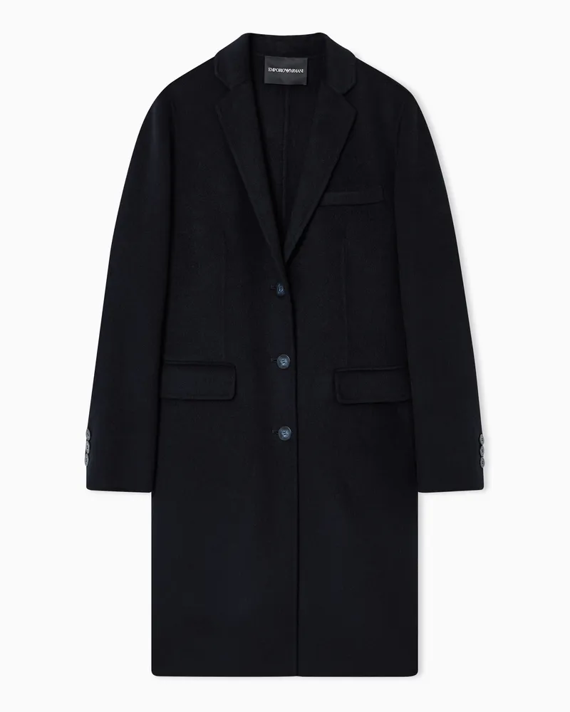 Emporio Armani Midi-Mantel aus reinem Kaschmir mit Revers Marineblau