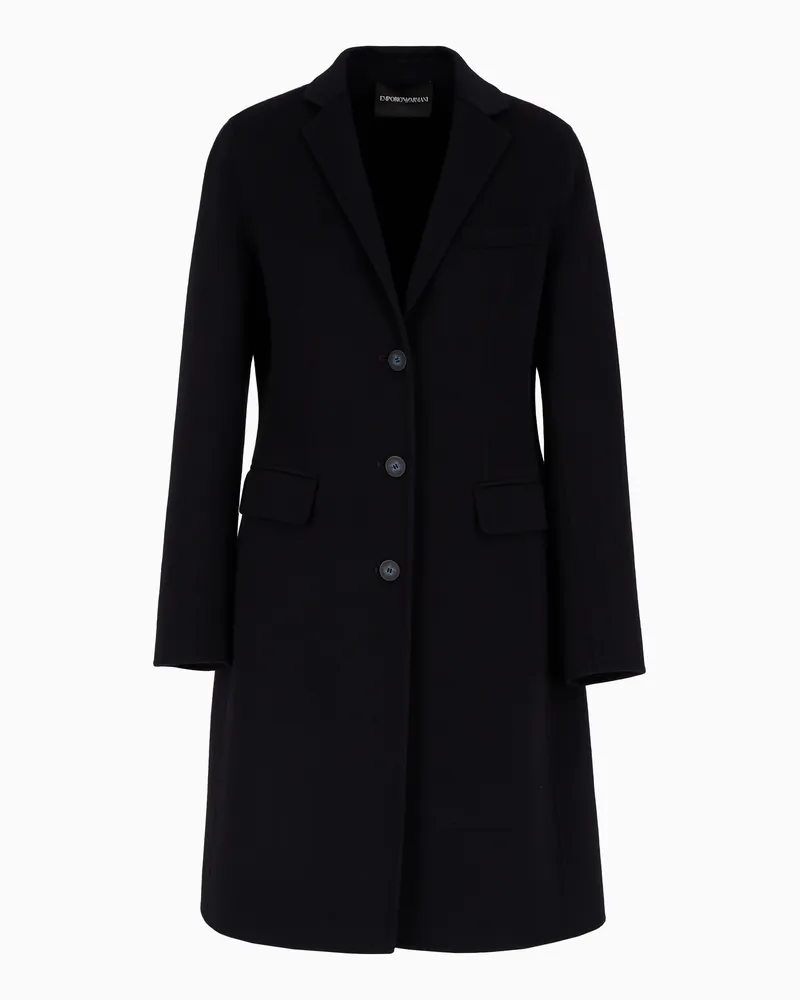 Emporio Armani Midi-Mantel aus reinem Kaschmir mit Revers Marineblau