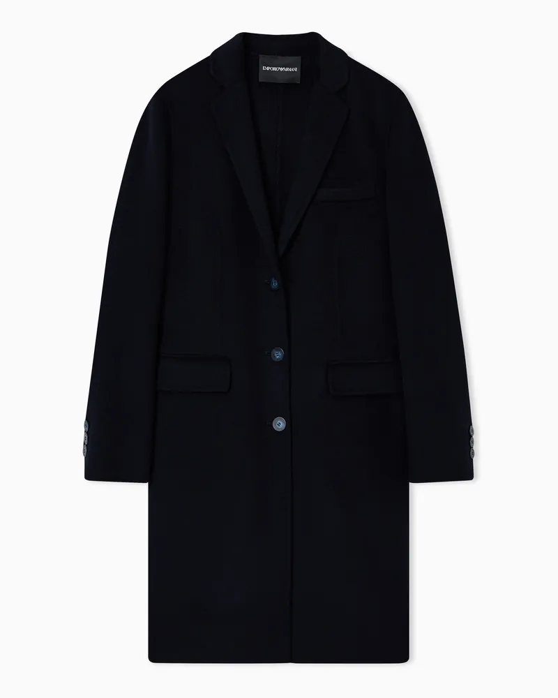 Emporio Armani Midi-Mantel aus reinem Kaschmir mit Revers Marineblau
