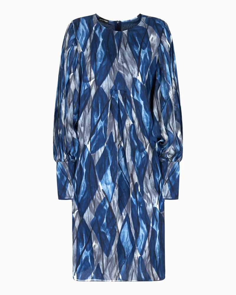 Emporio Armani Kleid der Icon-Sonderkollektion aus Seiden-Chiffon mit abstraktem Allover-Print Gemustert